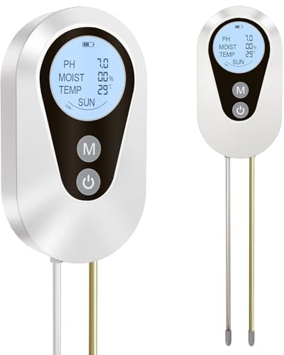 misuratore ph terreno, igrometro per piante, Tester per Terreno da Giardino: Rilevamento di pH, Umidità, Temperatura e Intensità Luminosa