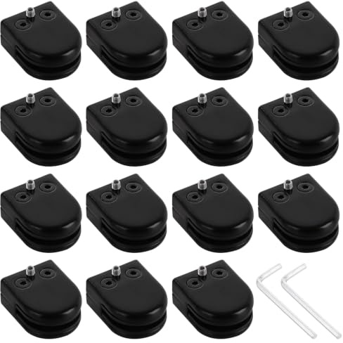 16Pcs Glass Clamps, Glass Balustrade Clamps, Adjustable 304 Stainless Steel Glasses Brackets for Balustrade Staircase Panel (Black, 8-10mm)