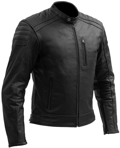 BROGER Legend Motorradjacke Herren | Leder | Ellbogen und Schulterprotektoren Stufe 1 | Tasche für Rückenprotektor | Schutzstufe AA | Größen bis 10XL