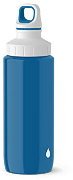 Emsa N30103 Trinkflasche Drink2Go Light Steel | 0,6 L | Edelstahl | Schraubverschluss | 100% auslaufsicher & spülmaschinenfest | Blue
