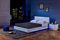 Home Deluxe - LED Bett Asteroid - Weiß, 140 x 200 cm - Inkl. Matratze und Lattenrost I Polsterbett Design Bett inkl. Beleuchtung