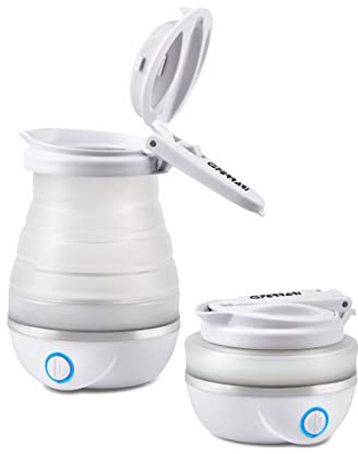 G3 Ferrari G10165 Bollitore Pieghevole In Silicone Compà'', Doppio Voltaggio, BPA Free, 0,8 Litri, 750 Watt, Bianco