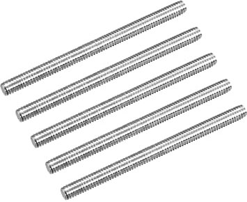sourcing map Tige Filetée M4 x 50mm Acier Inoxydable 304, 0.7mm de Pas Filetage Droite 5Pcs Tiges Entièrement Fileté pour Projets de Bricolage