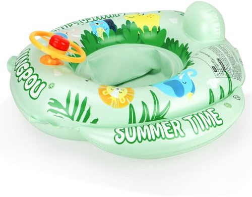 Inflatable Baby Swim Safe Seat Float Ring Toddler Pool Float with Seat Boat Inflatable Ride-on Swimming Pool Toys for Kids Outdoor(Green)