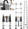 6.2M/20FT Aluminum Telescoping Ladders With Hooks Multi-Purpose Heavy Duty Extension Ladder, Non-Slip Telescope Portable Roof Ladder for RV or Home, Outdoor, EN131 Standards, 330lb/150kg Max Load
