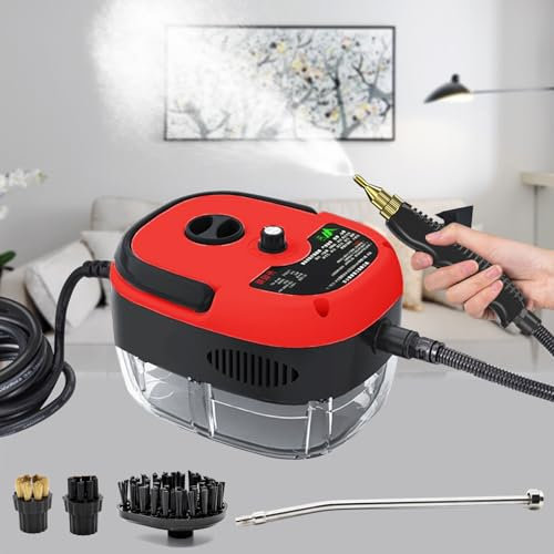 Pulitore a Vapore, 2500W Pulitore Vapore Casa Portatile con 6 Velocità Regolabili e 3 Tipi di Testine per la Pulizia Domestica di Tessuti, Fughe, Piastrelle, Auto, Cucina e Bagno