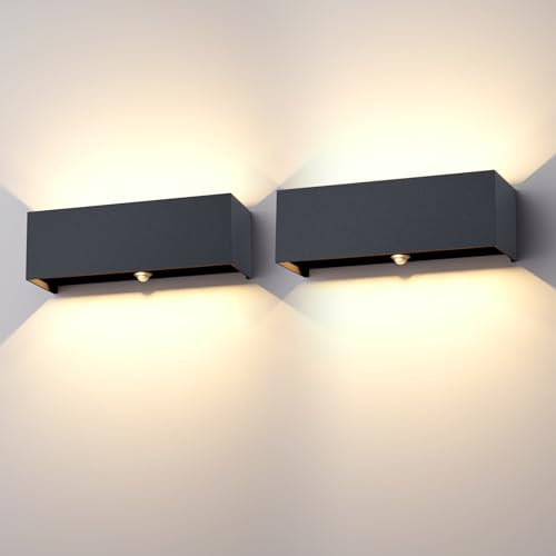 Klighten 30W Außenlampe mit Bewegungsmelder, 2PCS Aussenleuchten mit bewegungsmelder Einstellbarer Lichtstrahl, Außenwandleuchte mit Bewegungsmelder Außen/Innen für Garten, IP65,3000K, Anthrazit