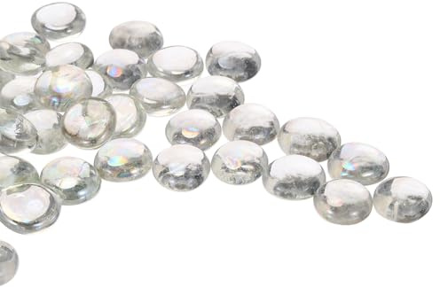QUARKZMAN Perle Vetro, 36pz Pietre Preziose Vetro Piatto Trasparenti Bianche 0,44 Libbre (0,67-0,87) Biglie Vetro Ciottoli per Riempitivi Vasi Decorazioni Acquari Artigianato Fai-da-Te