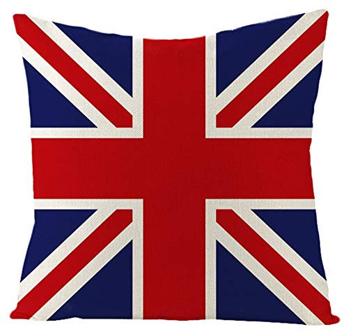 Ethereval Leinen Kissenbezüge Baumwolle Kissenbezug Draußen Muster Der Britischen Flagge Rot Blau Kissenbezüge Gartenmöbel Set Kissen Premiumtouch-Kissenbezüge 40x40cm