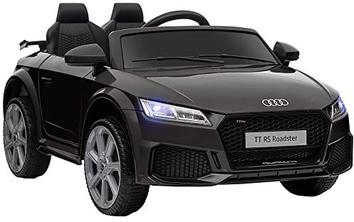 HOMCOM Macchina Elettrica per Bambini 3-5 Anni 12V 3Km/h Licenza AUDI TT, Auto Elettrica per Bambini con 2 Motori, Telecomando 2.4G, Clacson, Musica e Fari LED, Nero