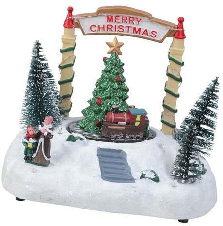 Obotsnoi Caja de música giratoria iluminada, con sonido claro y efectos visuales dinámicos, funciona con USB/pilas, decoración de caja de música giratoria brillante