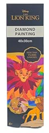 Der König der Löwen Diamond Painting für Kinder | Disney Mosaik Bastelset mit Simba Motiv 40x30 cm | Diamantbild mit über 15.000 Steinen | Kreatives DIY Set Mädchen & Jungen ab 8 Jahren | Lion King