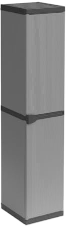 BuyStar Armadio Alto 1 Anta da Esterno 34x40x165h cm, 3 Ripiani Interni - Sistema a Incastro, Senza Viti, Idrorepellente, Garage, Terrazzo, Officina - Made in Italy