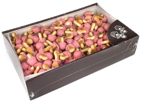 Galletas con Forma de Seta – Caja 1 kg | Galletas Decorativas con Sabor a Chocolate y Fruta | Dulces Crujientes para Fiestas, Candy Bar, Tiendas y Repostería Creativa (Fresa)