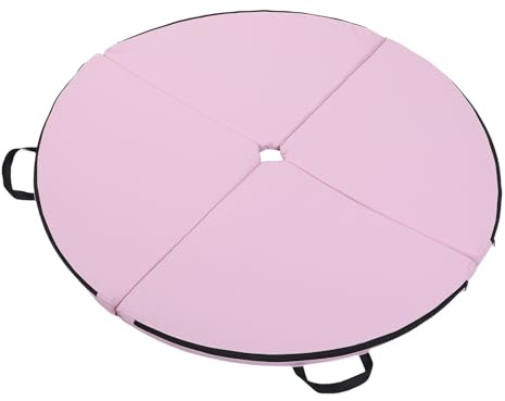 CHICIRIS Tapis de sécurité Pliable en Mousse EPE Haute densité pour Entraînement de Pole Dance, Rose, Diamètre 120 Cm, avec Poignée, pour Entraînements de Gym à Domicile, Cuir PU