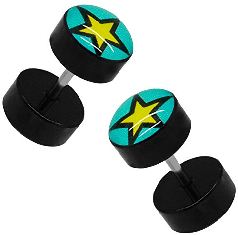 1 par 8 mm Soul-Cats®Fakeplugs flera olika motiv tryck Fakes Plugs örhängen fakepiercing