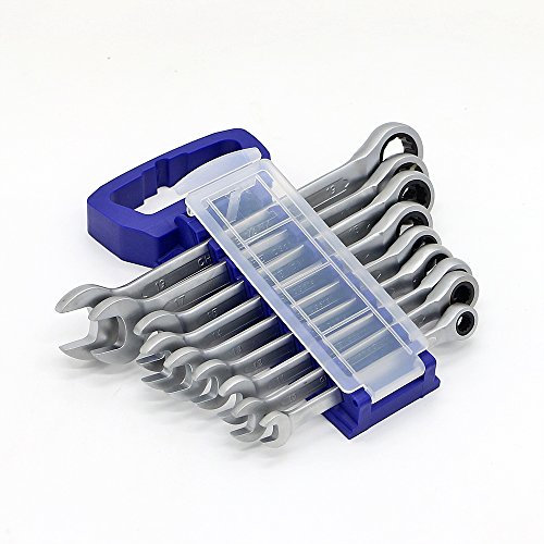 LianShi Sistema de trinquete métrico Llave fija Llave inglesa con mango Herramientas manuales de bricolaje 9 piezas/conjunto de plástico azul