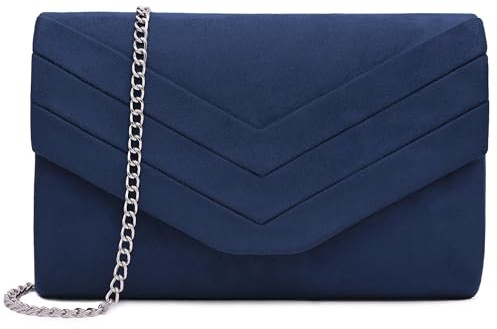 Milisente Clutch für Damen, Wildleder-Clutch, für Hochzeit, Schultertasche, Umhängetasche, Abendtasche