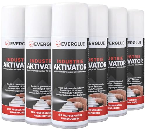 Everglue Aktivator Spray Aushärtungsbeschleuniger für Sekundenkleber 200ml Aerosol Sprühdose ist geeignet für alle Schnellkleber auf Basis von Cyanacrylat, sorgt für blitzschnelles Aushärten