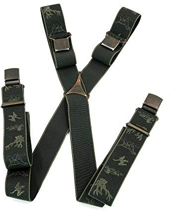 Luise Steiner Herren Hosenträger Jagdmotive mit extrastarken Clips & Gummi Spezialhosenträger Trachtenaccessoires Trachtenhosenträger für Lederhosen oliv oder natur von Oefele Jagd & Outdoor
