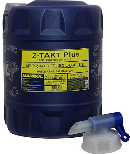 20 Liter MANNOL Motoröl 2-Takt Plus API TC Öl Motorradöl Bike Oil + Auslaufhahn