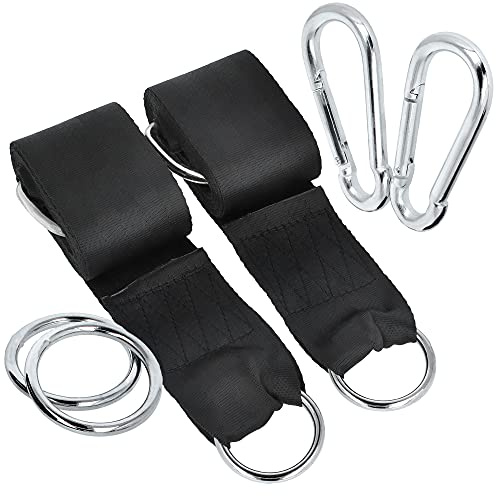 com-four® 6-teiliges Hängematte Befestigungs-Set - Aufhänge-Set für Hängematte und Schaukel - Montage Zubehör mit Gurten und Karabinern (06-teilig - für Hängematte)
