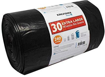 HomeZone® Strapazierfähige XL Müllbeutel, schwarz, Starke Müllsäcke, Müllsäcke, Müllsäcke, Zugschnur, Mülltonne, Verschiedene Größen (30 x schwarz XL 240 l)