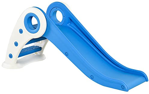 HOMCOM Tobogán Infantil de 18-36 Meses Tobogán para Niños Plegable con Escaleras Rampa Larga para Jardín Parque Interiores 120x50x56 cm Azul