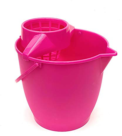 Parmasch - Secchio ovale per la pulizia, 10 l, con pressa, in plastica, colore: Rosa