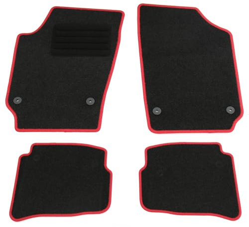 AD Tuning HG10147-ROT Fußmatten Set (4teilig) Schwarz Rot Autoteppiche Matten