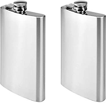 2 Pezzi Fiaschetta in Acciaio Inossidabile Tascabile Portatile, 6 Once Piccola per Escursionismo, Caccia, Campeggio, Arrampicata, Barbecue, Bar, Feste (Argento)