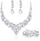 JeweBella Hochzeit Schmuck Sets für Damen Kristall Braut Halskette Vintage Strass Ohrringe und Armband Set Hochzeit Verlobung Braut Brautjungfer Dirndl Geschenk Schmuck