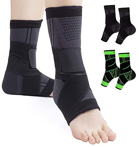 MEARTOPS Soporte de Tobillo, Tobillera Compresión Banda de Soporte para Correr, Fitness, Antideslizante Súper Elástico Transpirable - Ajustable Protección de Tobillo (negro, L)