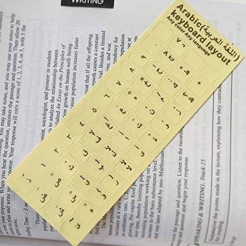 Tastaturaufkleber Keyboard Stickers Arabisch Buchstaben Schrift Tastatur Aufkleber Transparent (Black)