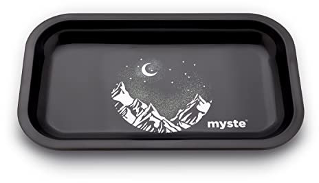 MYSTE Rolling Tray, Plateau à Rouler en métal, Grand 27cm x 16cm, Premium avec Bords arrondis, Noir