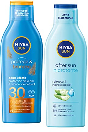 NIVEA SUN Protege & Broncea Leche Solar Activadora del Bronceado FP30 (1 x 200 ml) + NIVEA SUN After Sun Loción Hidratante (1 x 400 ml)