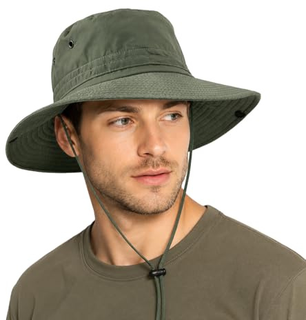 UNIPRIMEBBQ Safari-Hüte für Herren, Fischerhüte für Herren, Sonnenhut Fischerhut für Herren (dunkelgrün), dunkelgrün, Einheitsgröße-L