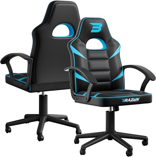 BraZen Valor Midback PC Computer Office Esports Ergonomic Gaming Chair - Green - from the Largest British Brand 18420 W 58cm x D 59cm x H 97-107cm (Blue)