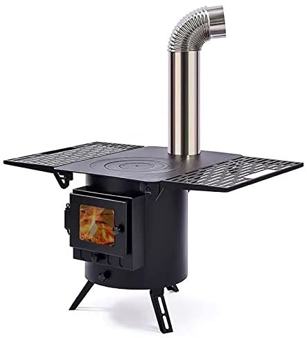 Campingkocher,Zeltofen,Holzofen,Raketenofen,Ofen Holz Kaminofen Campingkocher Kocher Medium Zeltherde,mit Schornsteinpfeife und 3 Feuerringe Heizgerät das keinen Brennstoff oder Strom benötigt(Colo