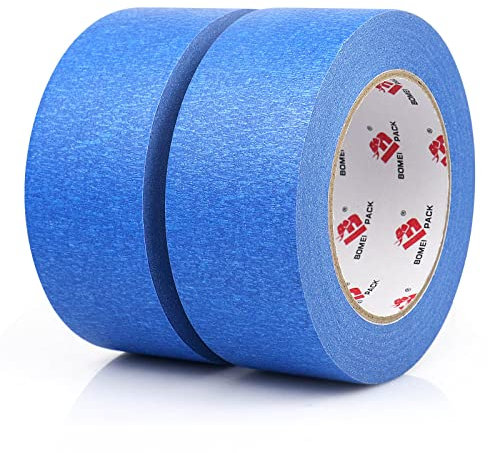 BOMEI PACK 2 rouleaux Ruban de Masquage Peinture 50mm x 50m - Bleu Ruban Adhésif décoratif Ruban de peinture à usage général