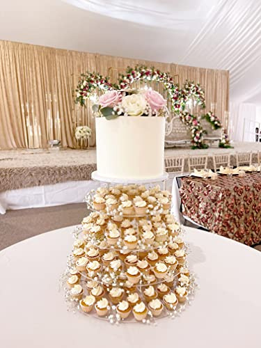 Round Wedding & Party Cake Acrylic Stand Five Tiers, 8, 10, 12, 14, 16 | Five tiers, Recycled acrylic, Holds 50 cupcakes, Easy assembly/storage