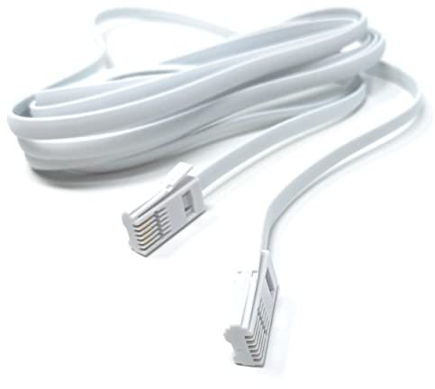 DRUT Telephone Flat Cable Lead, 3m BT to BT 6 Wire (631A) | Male to Male Plug, 10ft