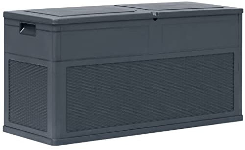 FIRBNUS Mülltonnenbox 119x46x60 cm 320 L Abschließbare Box Gartentruhe Auflagenbox Kissenbox Box mit Deckel Outdoor Gartenboxen Gartenschrank Storage Boxes Anthrazit Kunststoff Holzoptik
