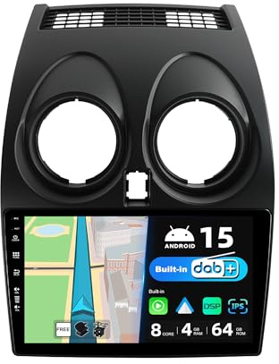 BXLIYER Android 14 IPS Autoradio pour Nissan Qashqai J10 (2006-2015) - INTEGRE Dab+ / DSP - sans Fil Carplay + Android Auto - 4G+64G - Caméra + MIC - 2 Din 9 Pouce - Volant WLAN 360-Caméra Fast-Boot