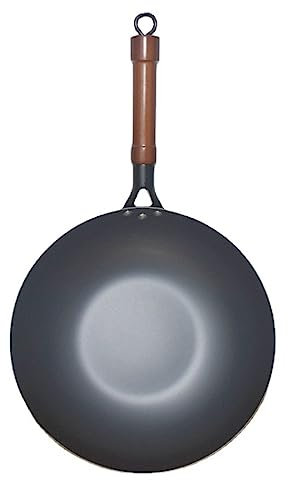 AZHANGYB Wok De Acero Inoxidable Sin Revestimiento 32cm, SartéN Profesional para FreíR, SartéN para SartéN con Mango Wok De Acero Inoxidable, Sarten Wok Antiadherente