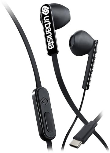 Urbanista Kopfhörer mit Kabel In Ear Buds, Ohrhörer mit Mikrofon und Sprachassistent per Tastendruck, Earbuds Kabelgebunden, USB C, Stereoeingang, San Francisco, Schwarz