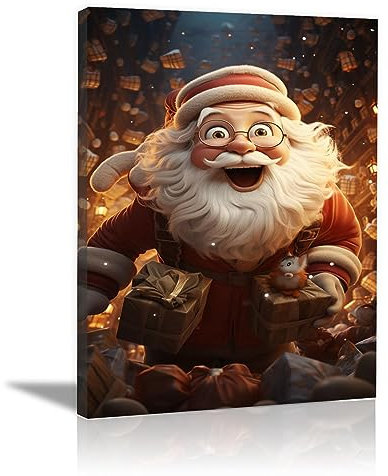SHYAMIC Bilder Weihnachten Leinwandbild Kunstdruck, Grau,Weiß Wandbild X-Mas Fenster Fotodruck Schneemann Kunstdruck Leuchtbild, Weihnachten Winteridylle Effekt - 60x90cm Gerahmt