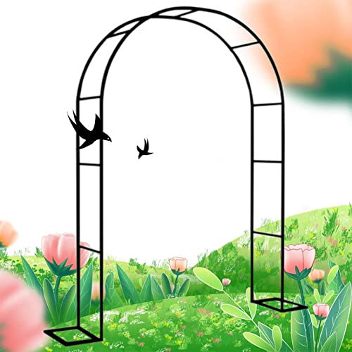 Arche Jardin Aluminium Largeur, Arche À Rosiers Métal, Filet À Plantes Grimpantes, Filet de Treillis, pour Récolte de Concombres, Légume, Vignes, Plantes Grimpantes,Noir,120x220x40CM
