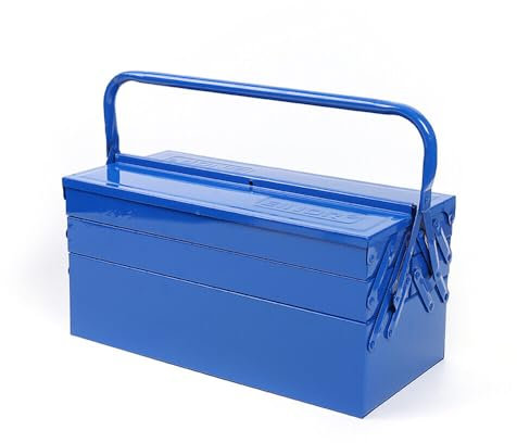 Werkzeugbox Leer, 3-Ebenen Werkzeugkasten Werkzeugkoffer Metall Werkzeugkiste leer Werkstatt Werkzeugbox 410x200x210 MM