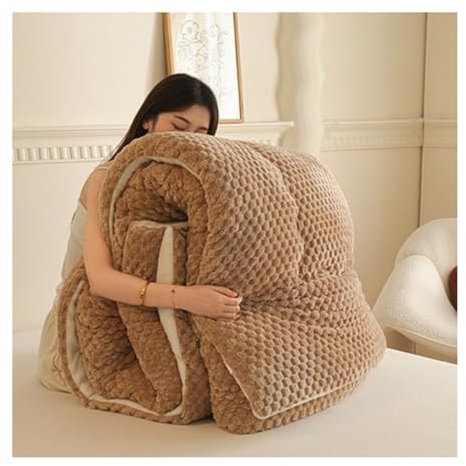 Tauzveok Bettdecke Dicke Winter, Flauschige Winterdecke, Winter Steppdecke Für Bett, Dicker Warmer Lammsamt Duvet, Weiche Warme Plüsch Bettdecken,Kaffee,220x240cm 5kg